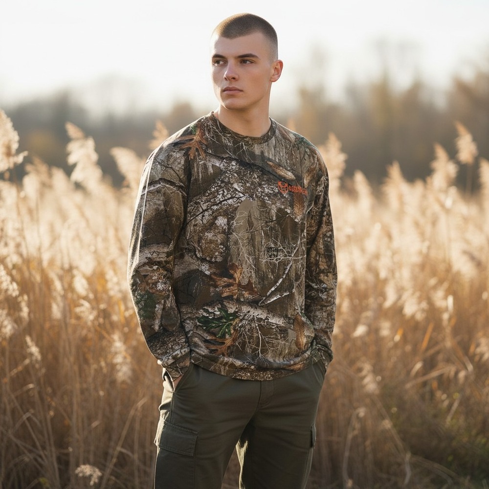 Magellan Outdoors Mens XL Camo Long Sleeve T-Shirt Hunt Gear Forest Camouflage